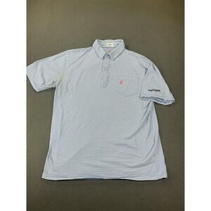 Johnnie-O Polo Shirt Mens M Blue Striped Pocket Embroidered AutoNation